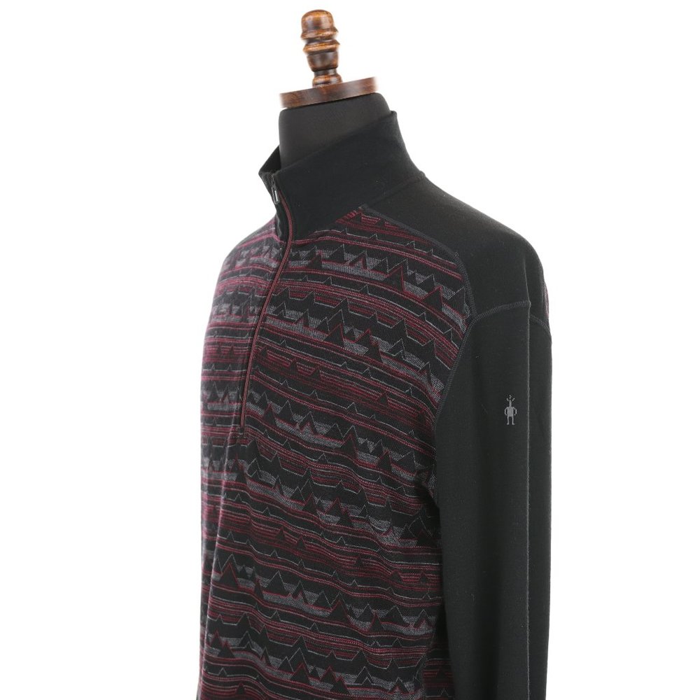 Smartwool Merino 250 Baselayer 1/4 Zip Shirt Sweater Men's XL Black/Red - Picture 5 of 11